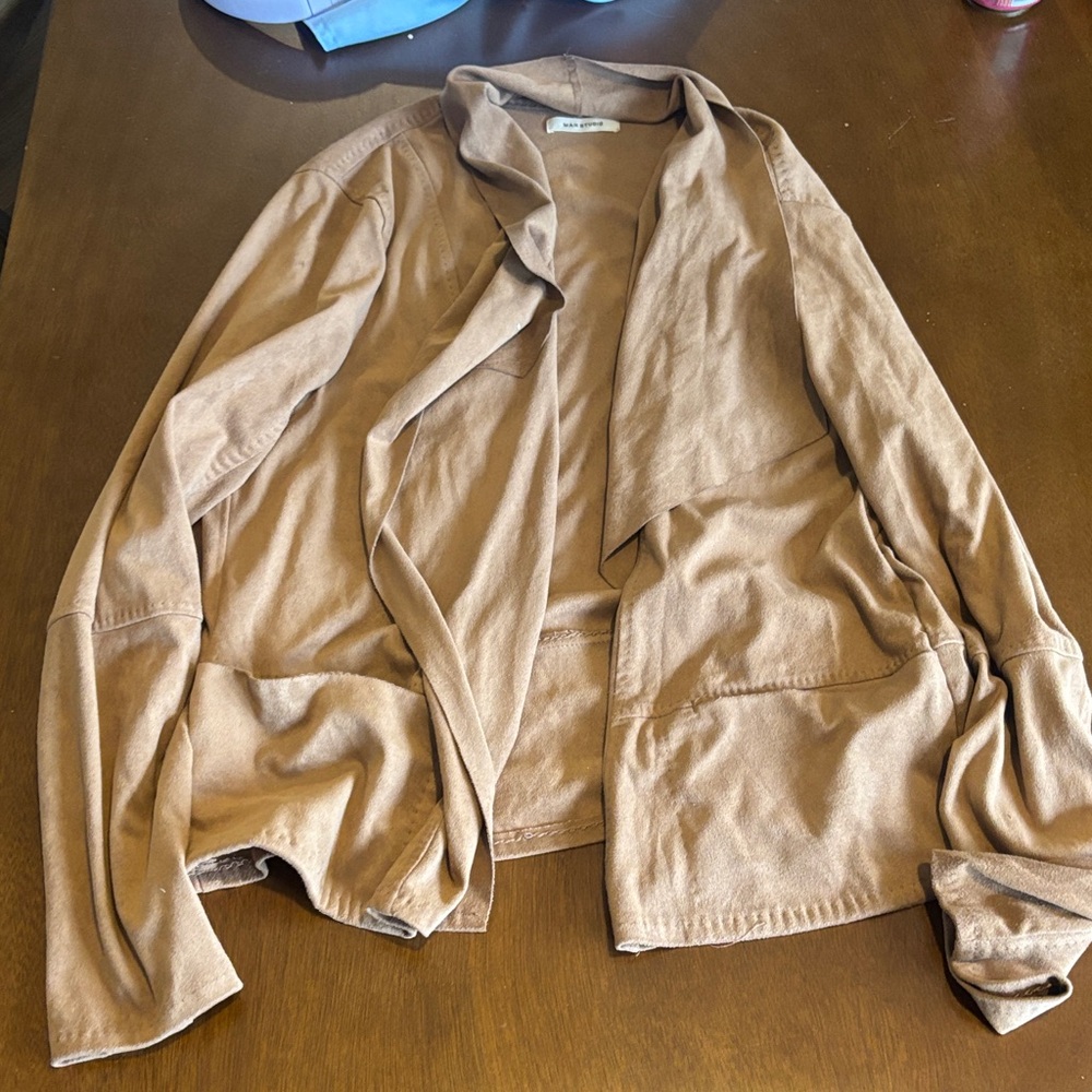 Max Studio Light Brown Open-Front Draped Blazer